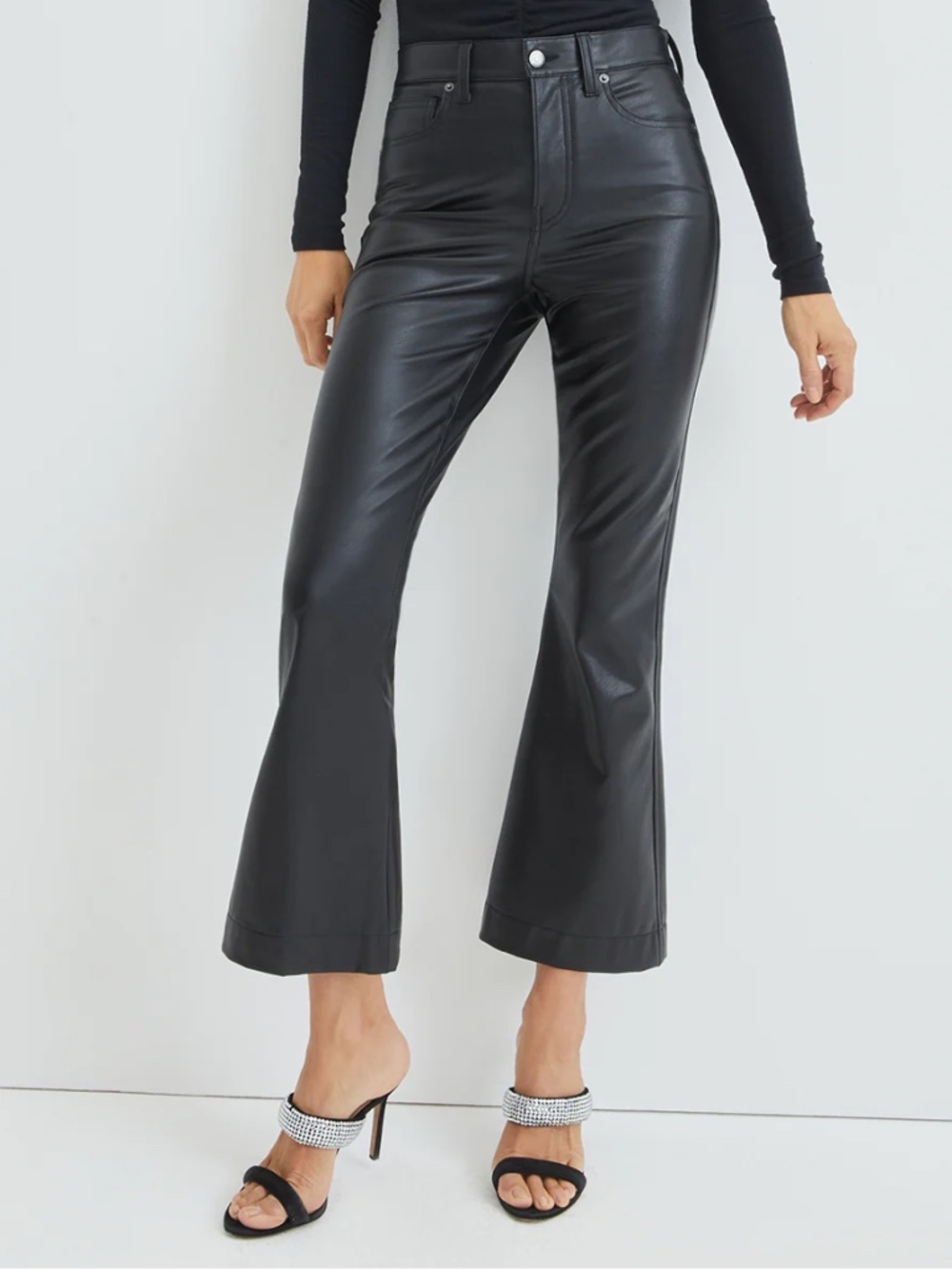 Veronica Beard Carson High Rise Ankle Flare Vegan Leather size 27